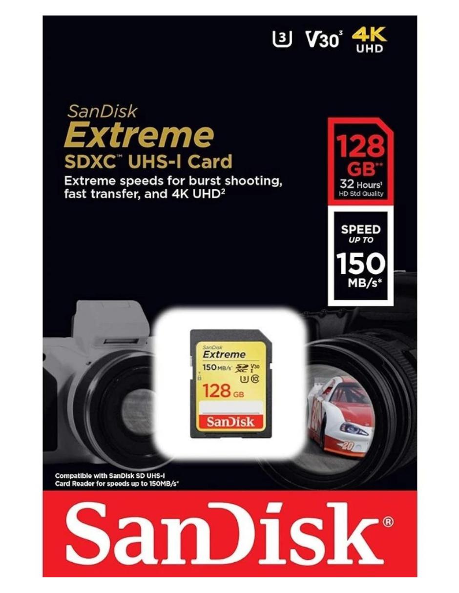 Tarjeta SD 128GB Sandisk Extreme 4K SDSDXV5-128G-GNCIN