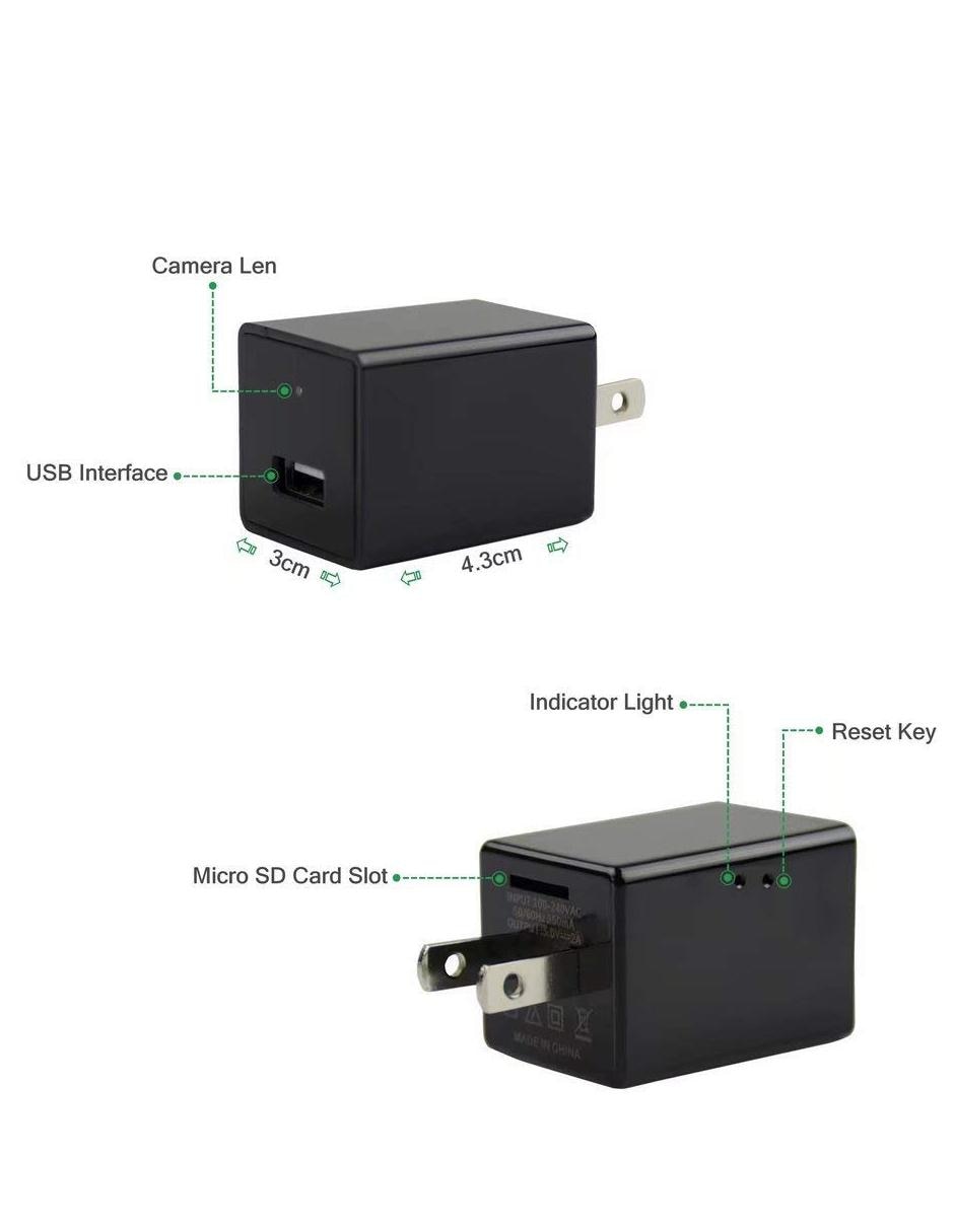 Cámara espía cargador USB de seguridad FULLHD