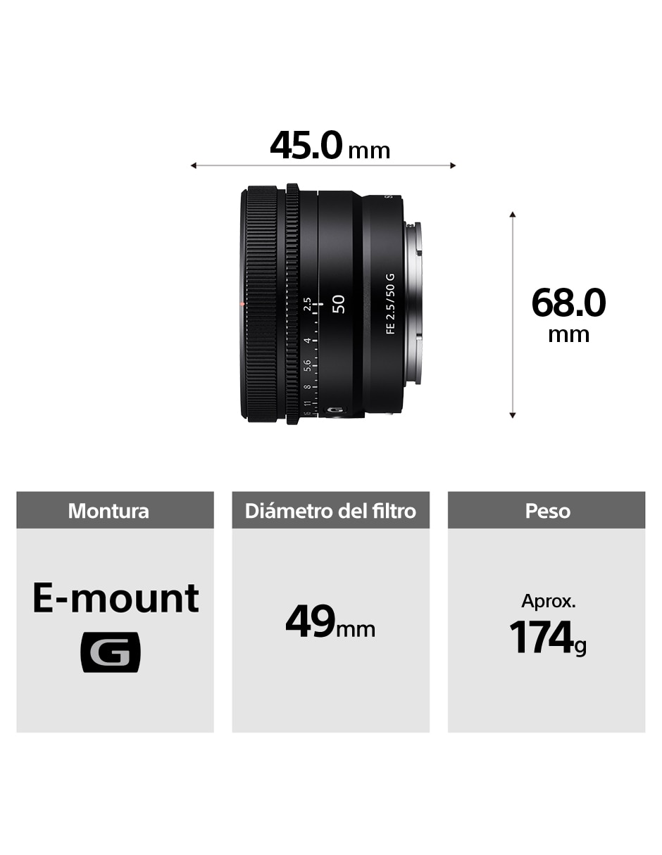 Lente 50 mm f / 2.5 E-Mount 10