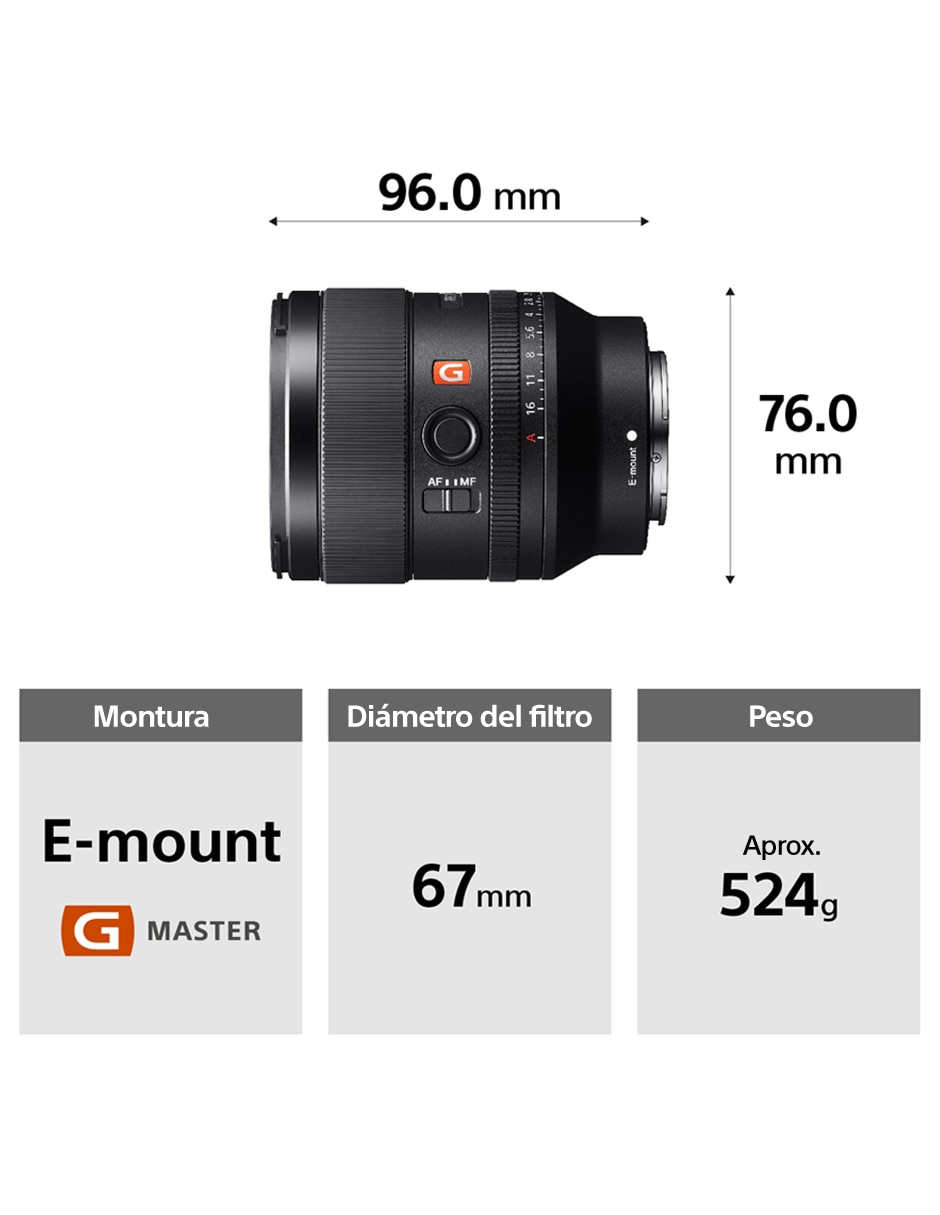 Lente 35 mm f / 1.4 E-Mount 7