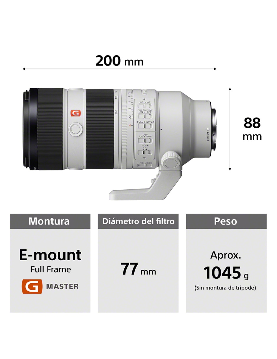 Lente Sony 70 a 200 mm f / 2.8 E-Mount