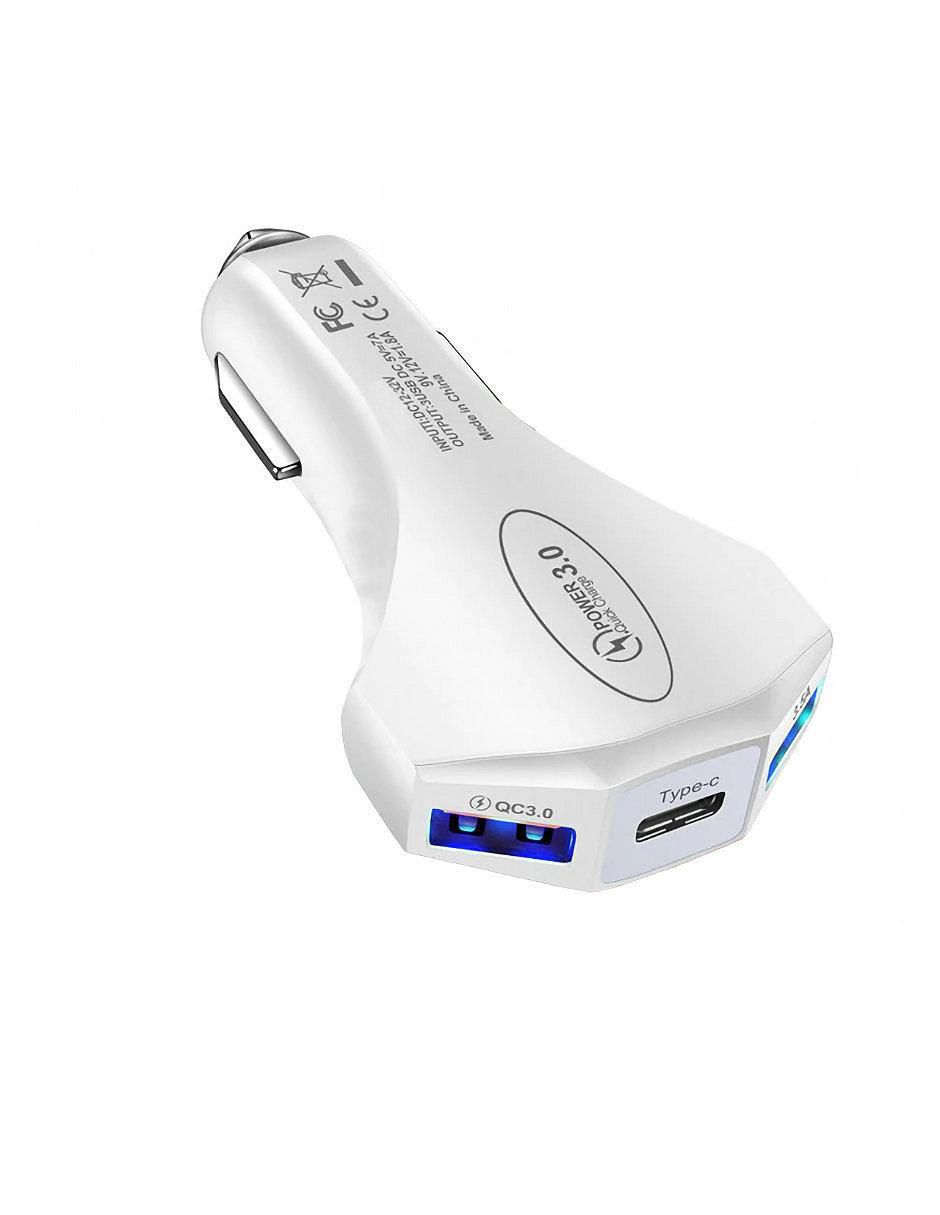 Cargador auto USB + USB tipo C Cargador auto USB + USB tipo C