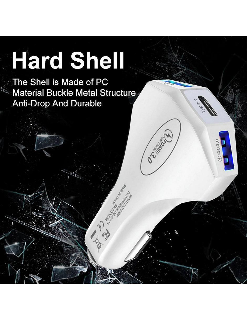 Cargador auto USB + USB tipo C 2