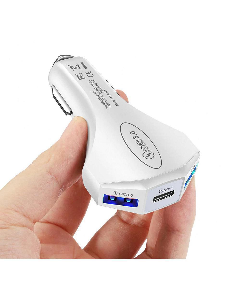 Cargador auto USB + USB tipo C 3
