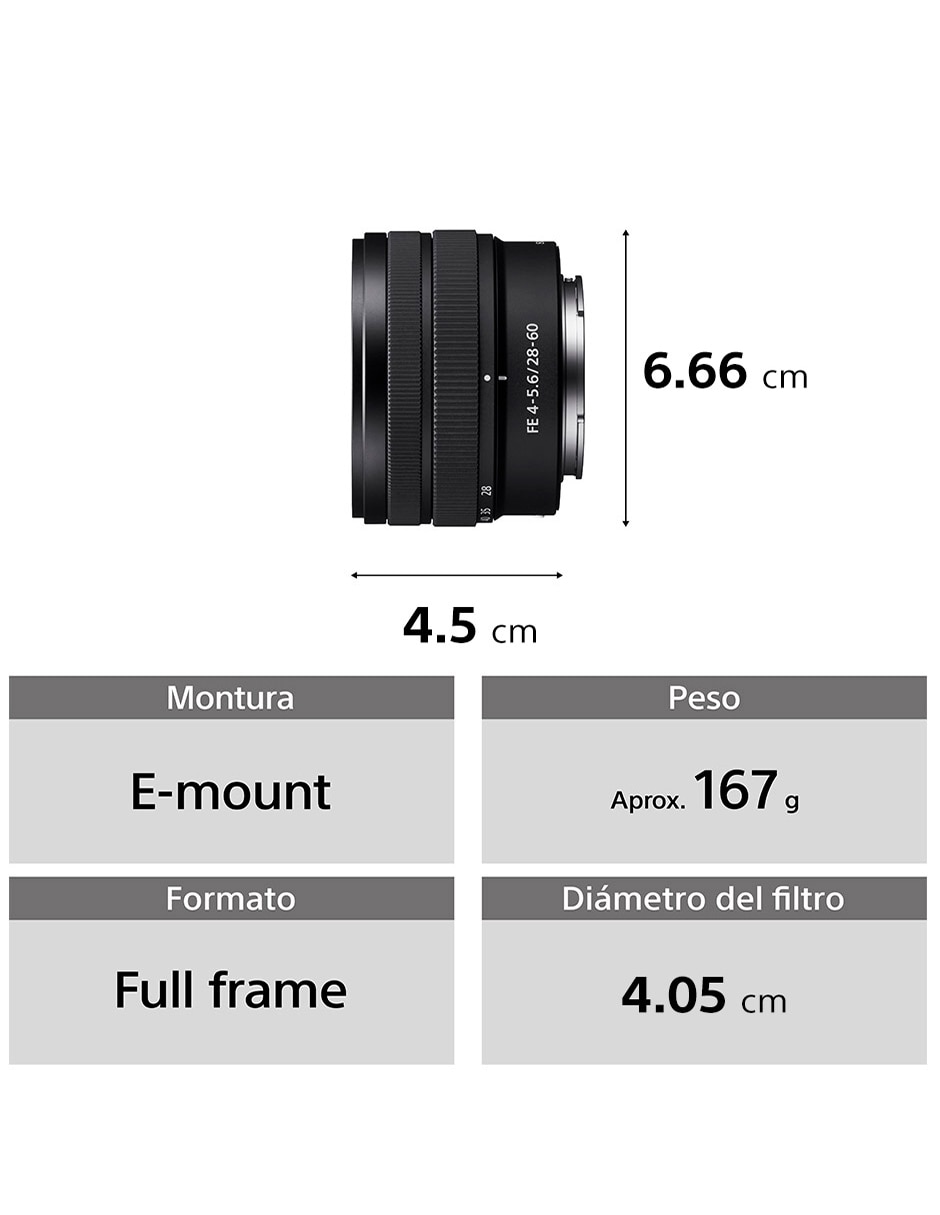 Lente zoom estándar 40 mm f / 5.6 para cámara sony 7
