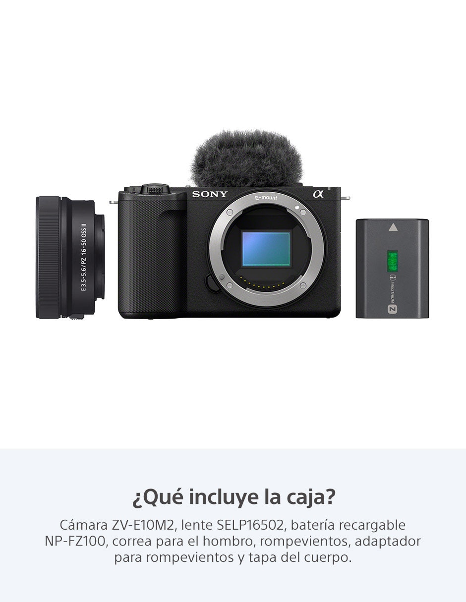 Cámara sin espejo Sony ZVE10M2 con lente 16 a 50 mm f / 3.5 E-Mount