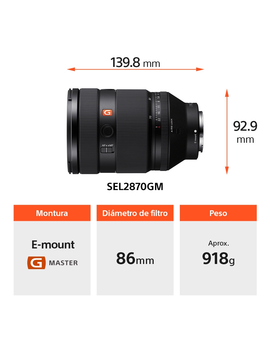 Lente zoom estándar 86 mm f / 2 para cámara sony 6