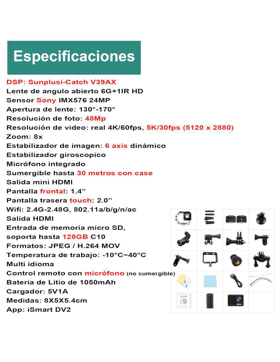 Cámara deportiva VD-302P 5K/UHD 3