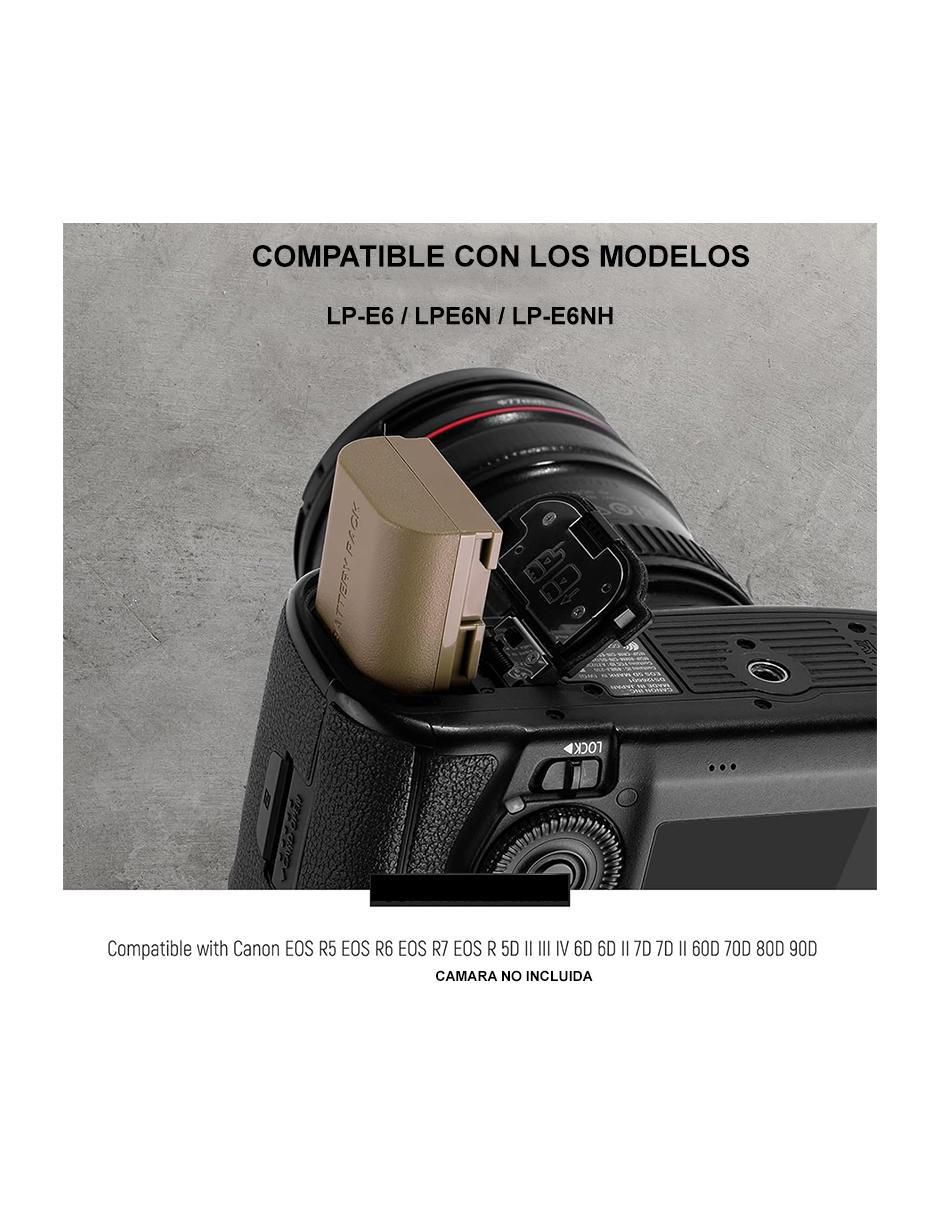 Batería recargable 2400 mAh tlp-e6nh 4
