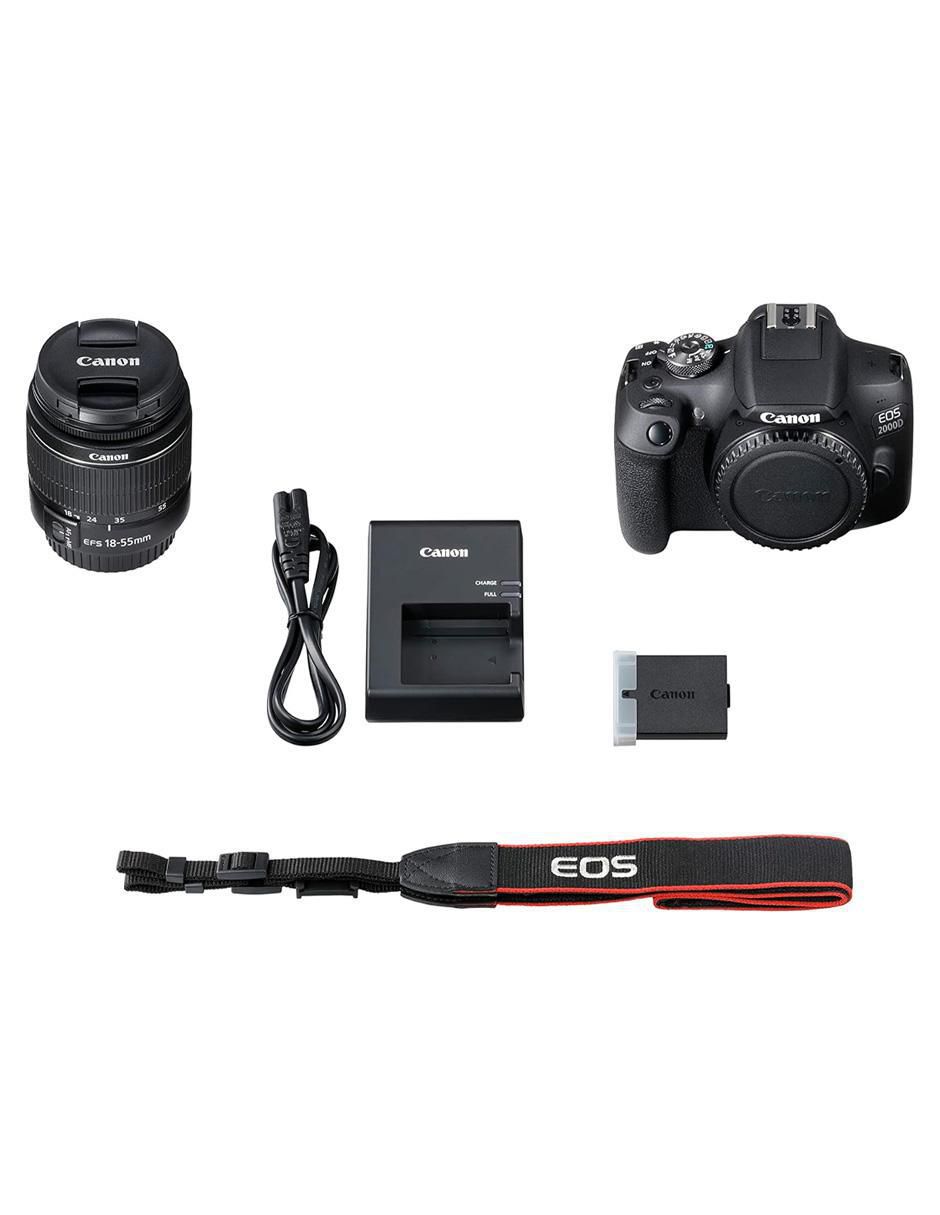 Cámara long zoom modelo eos 2000d 24 megapíxeles