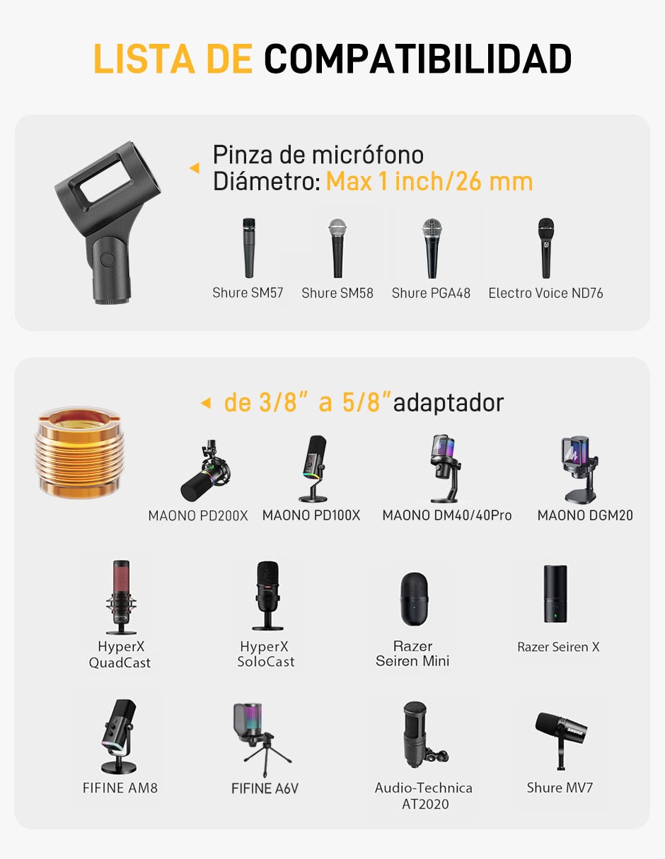 Soporte brazo para micrófono de Maono metal