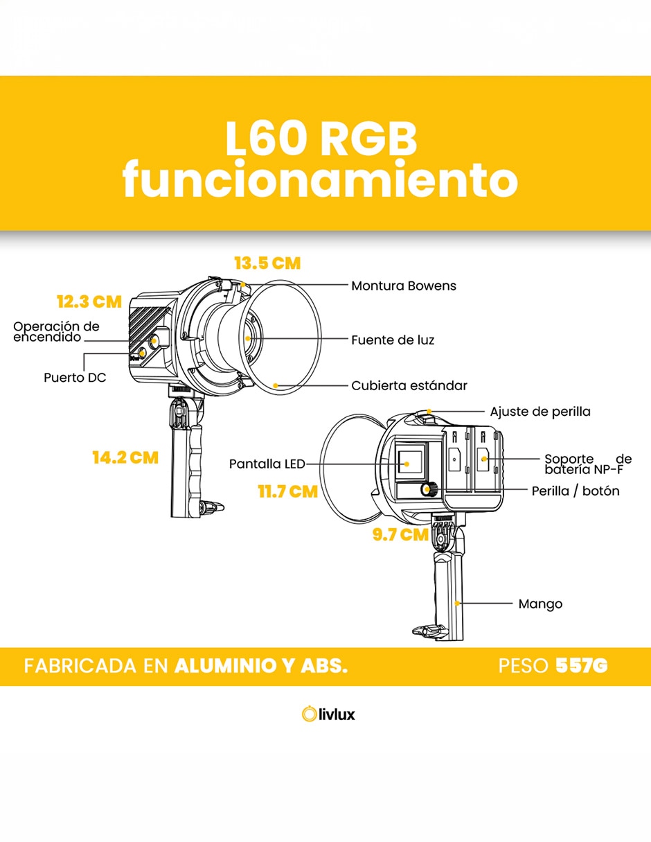 Lámpara para fotografía L60RGB 7