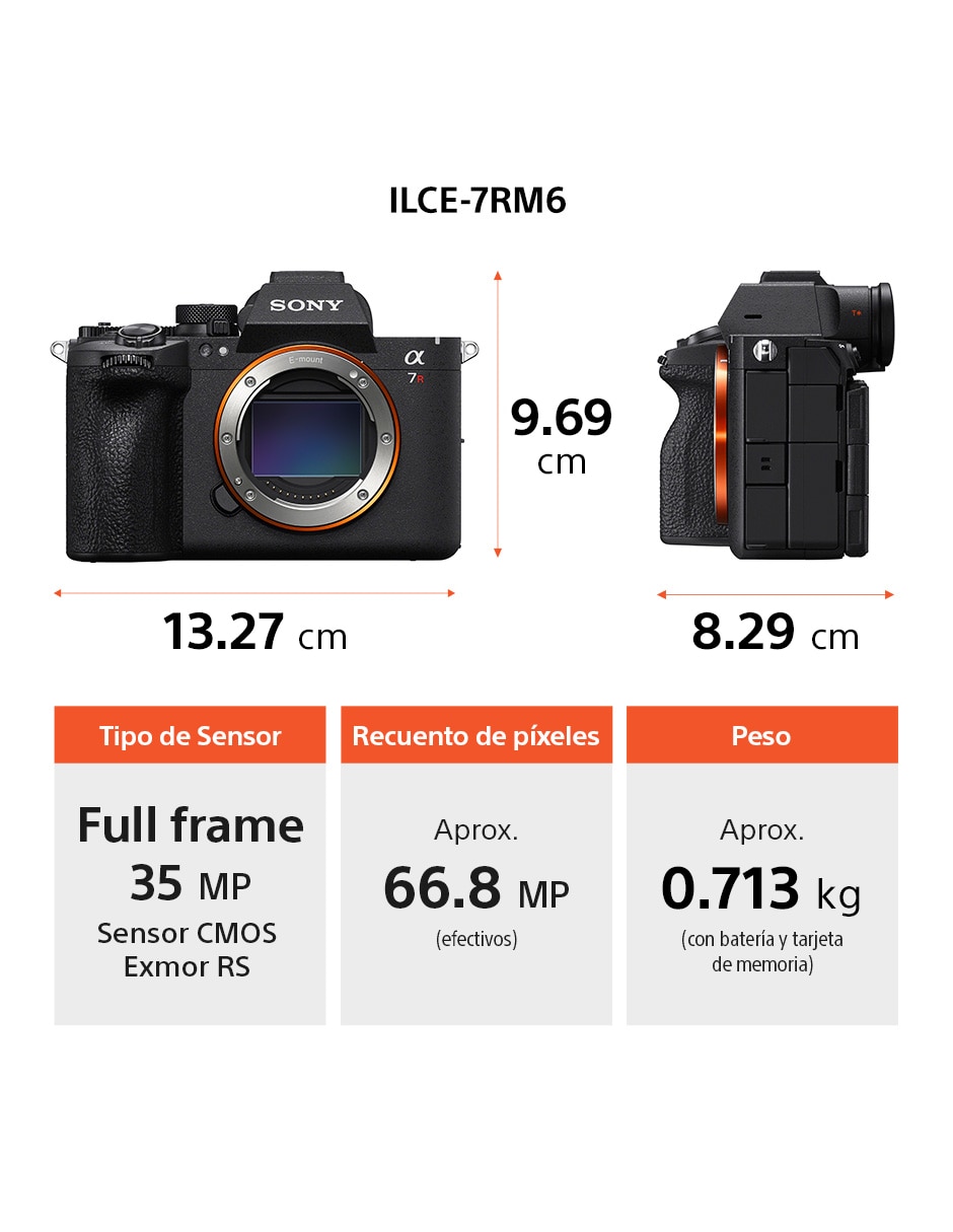 Camara sin espejo Alpha 7R VI con lente E-Mount