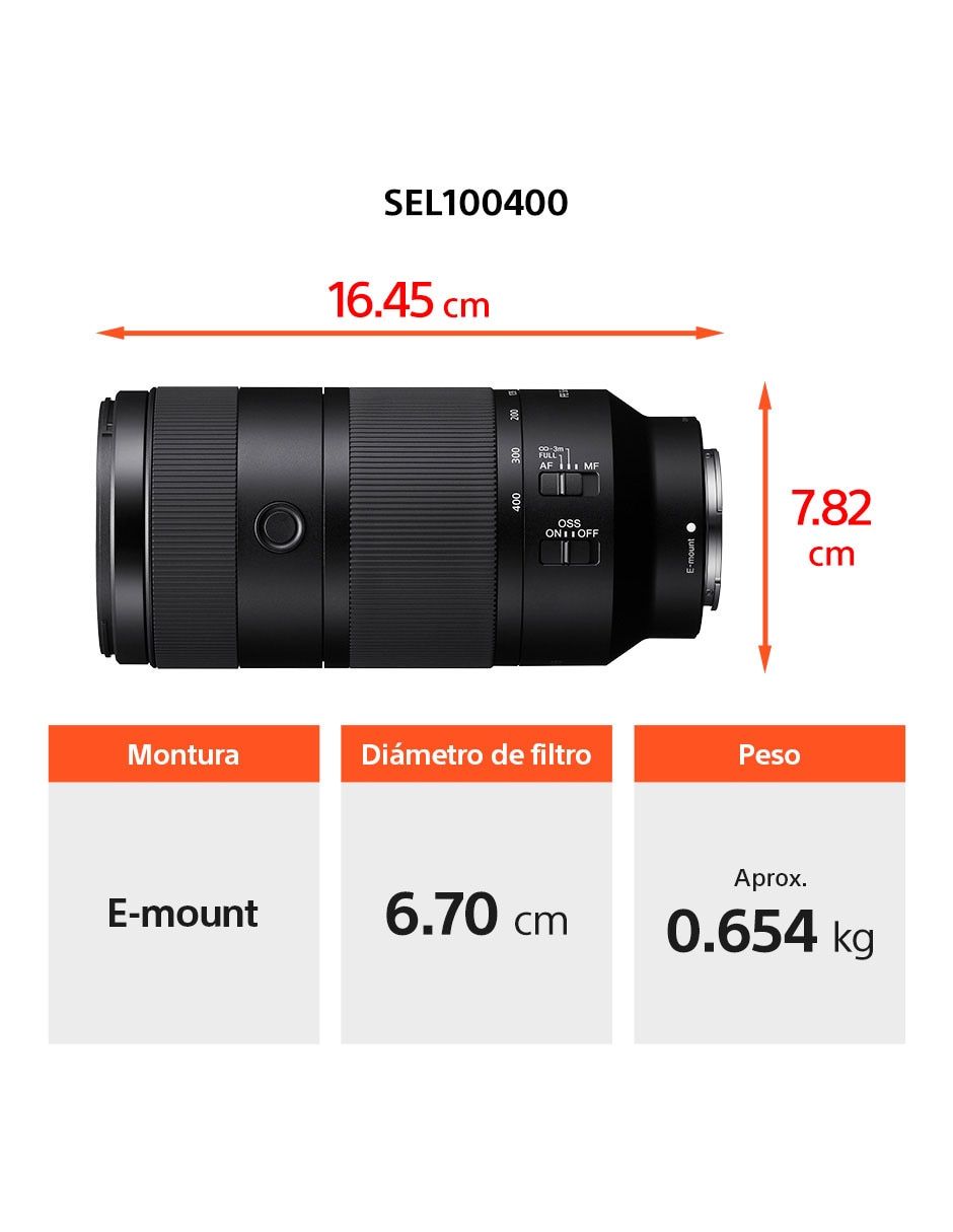 Lente 100 a 400 mm f / 5.6 E-Mount 9