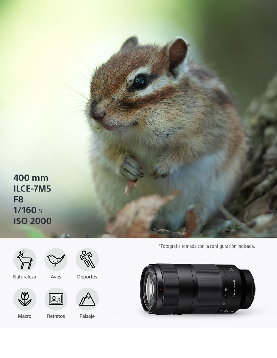 Lente 100 a 400 mm f / 5.6 E-Mount 7
