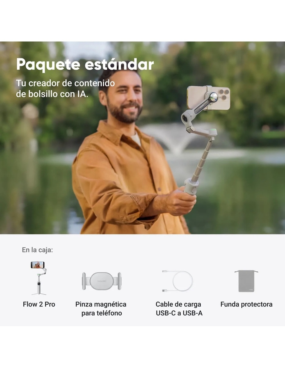 Estabilizador Insta360 Flow 2 Pro Standard Bundle para smartphone